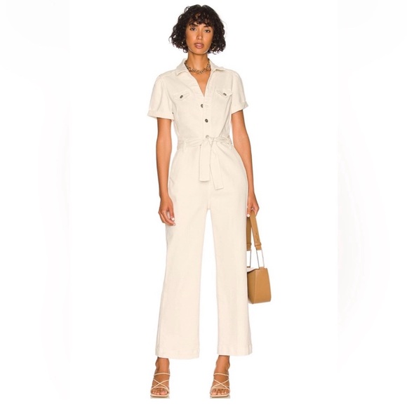 NWOT Paige Anessa Puff Sleeve Jumpsuit in Quartz Sand *Missing Belt*